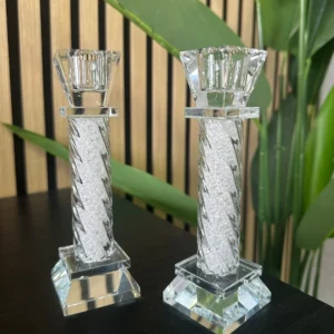 זוג פמוטי קריסטל מהודרים עם אבנים 15.5 ס״מ