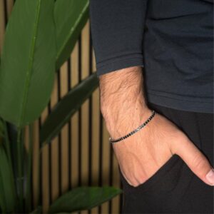 צמיד טניס לגבר עם זרקונים שחורים