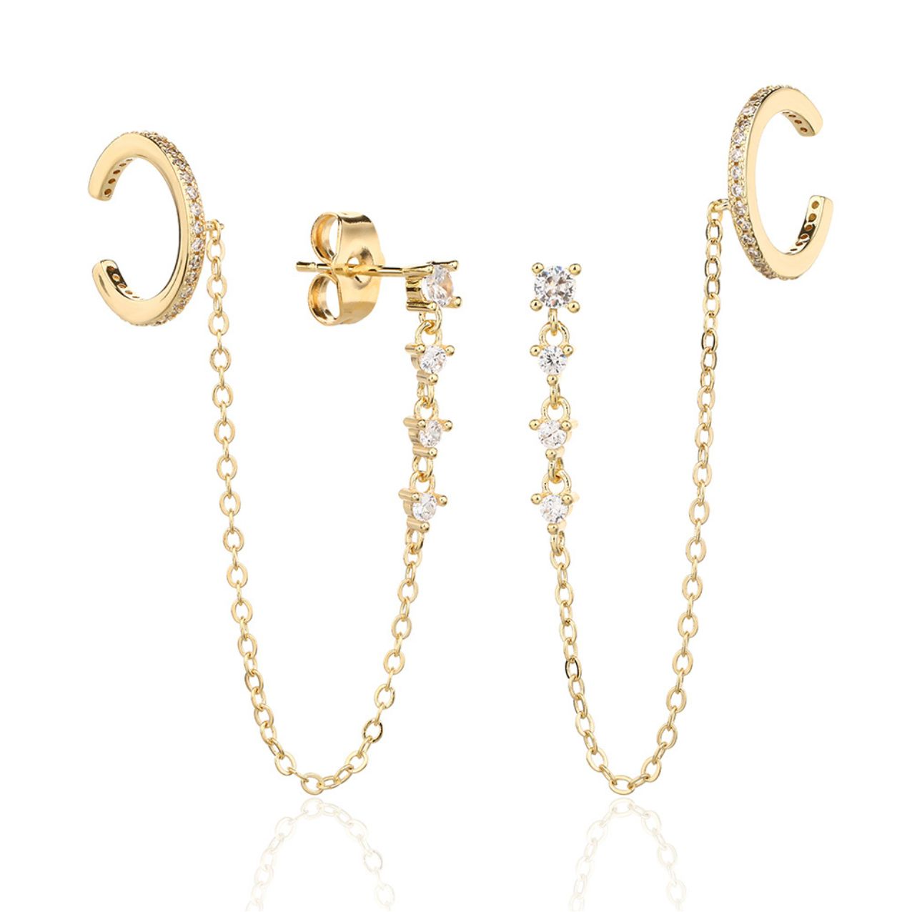 עגילי הליקס ללא חור ציפוי זהב 14 קראט – תמונה 2