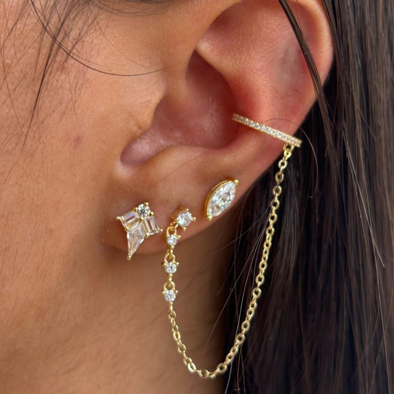 עגילי הליקס ללא חור ציפוי זהב 14 קראט