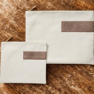 תיק טלית ותפילין רצועה תפורה לבן